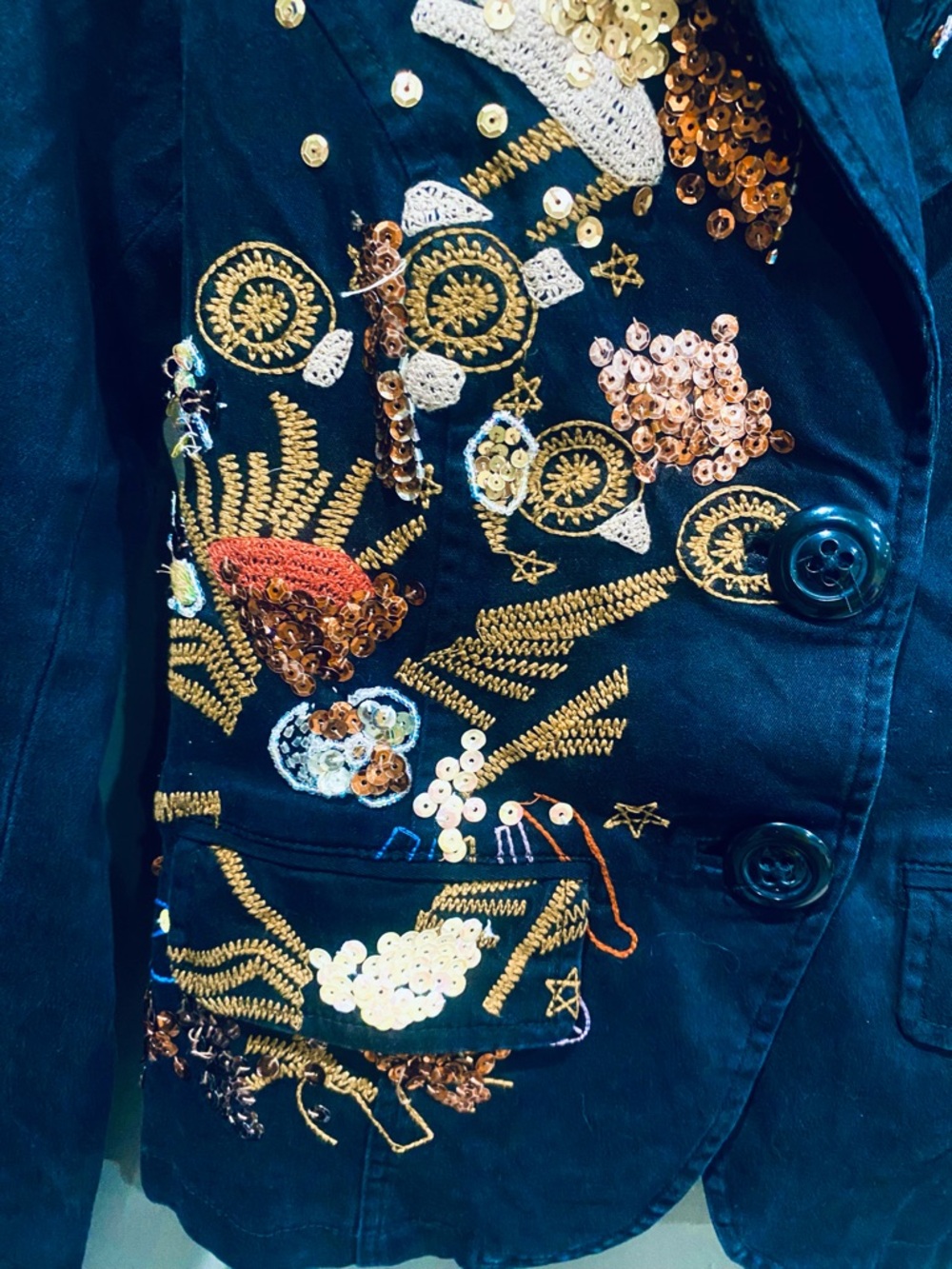 Rare Object Collectors Item Limited Edition Embroidered Beaded Black Blazer Sz S - Picture 2 of 9